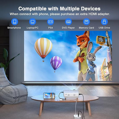 AuKing Mini Projector 2600 Lumens 2019 Upgraded Portable Video-Projector,55000 Hours Multimedia